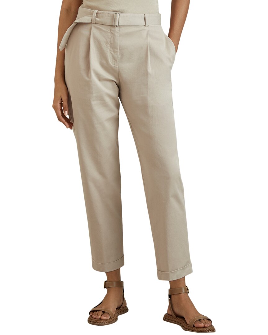 Reiss Hutton Belted Taper Trouser In Neutral