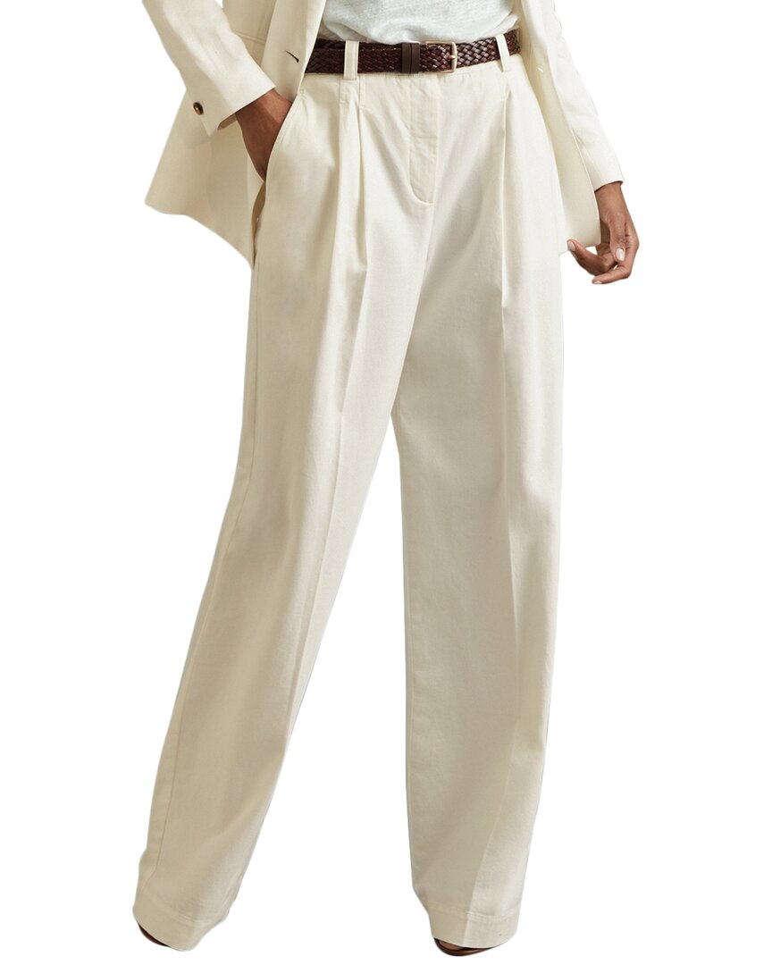 Reiss Astrid Wide-leg High-rise Stretch-cotton Trousers In White