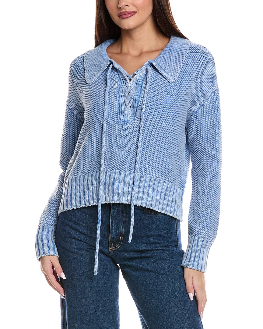 Splendid Roxie Lace-up Sweater In Blue