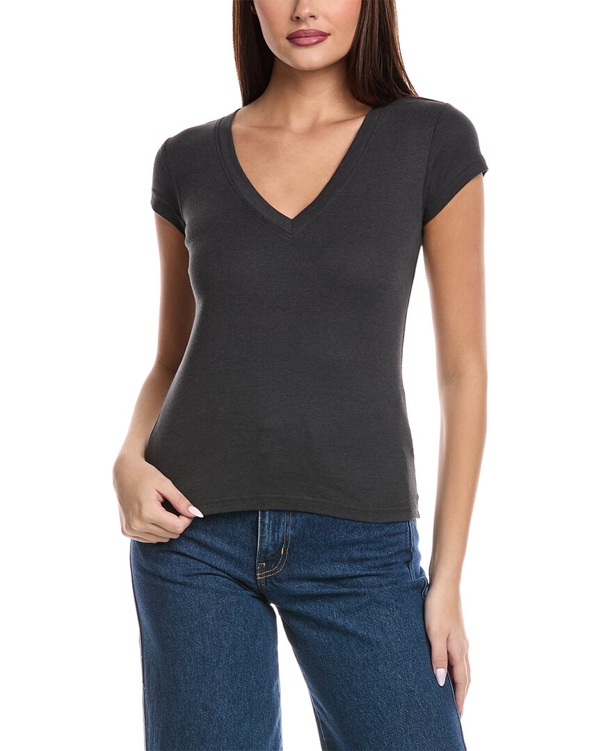 Splendid 1x1 V-neck T-shirt In Gray