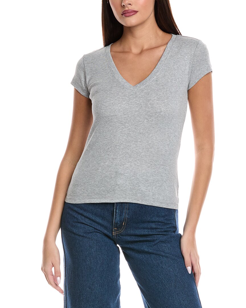 Splendid 1x1 V-neck T-shirt In Gray