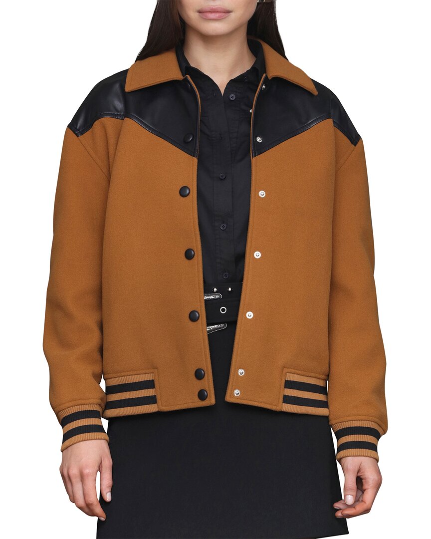 Avec Les Filles Oversize Western Varsity Jacket In Brown