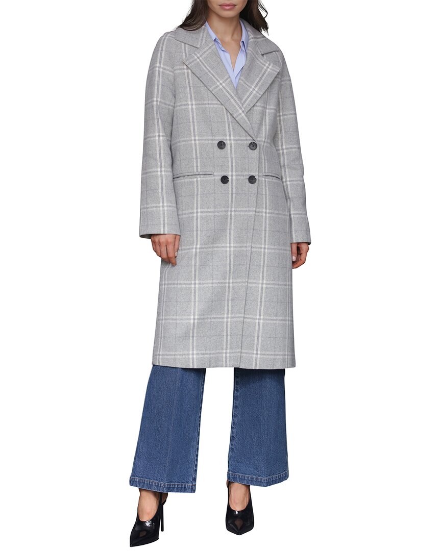 Avec Les Filles Relaxed Double Face Walker Coat In Gray