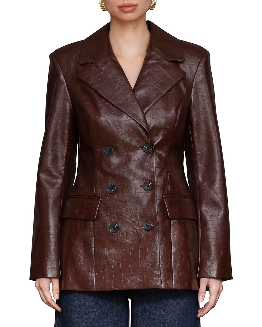 Avec Les Filles Fitted Blazer In Brown