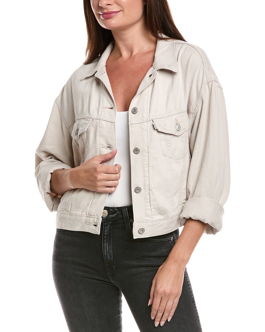 Levi's Shrunken 90s Linen-blend Trucker Jacket In Neutral