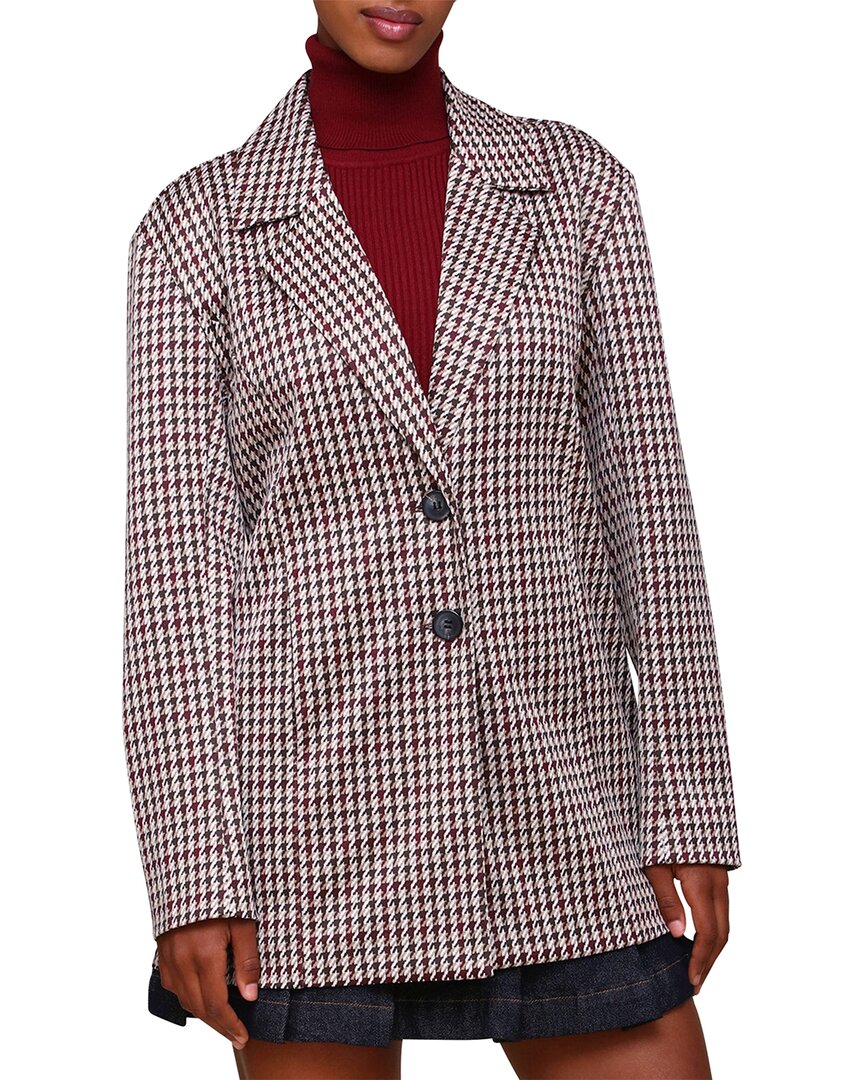 Avec Les Filles Houndstooth Knit Longline Blazer In Multi