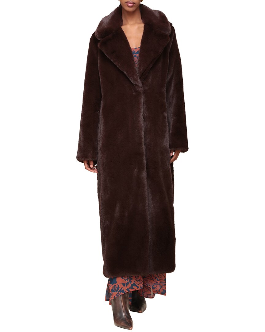Avec Les Filles Maxi Faux Fur Coat In Brown
