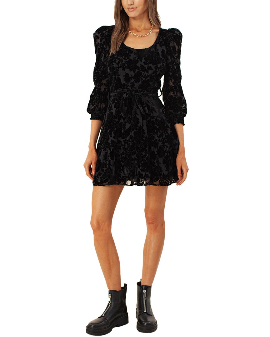Hale Bob Solid Silk-blend Mini Dress In Black