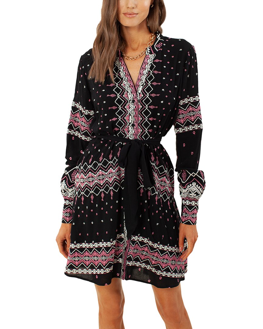 Hale Bob Emery Embroidered Dress In Black