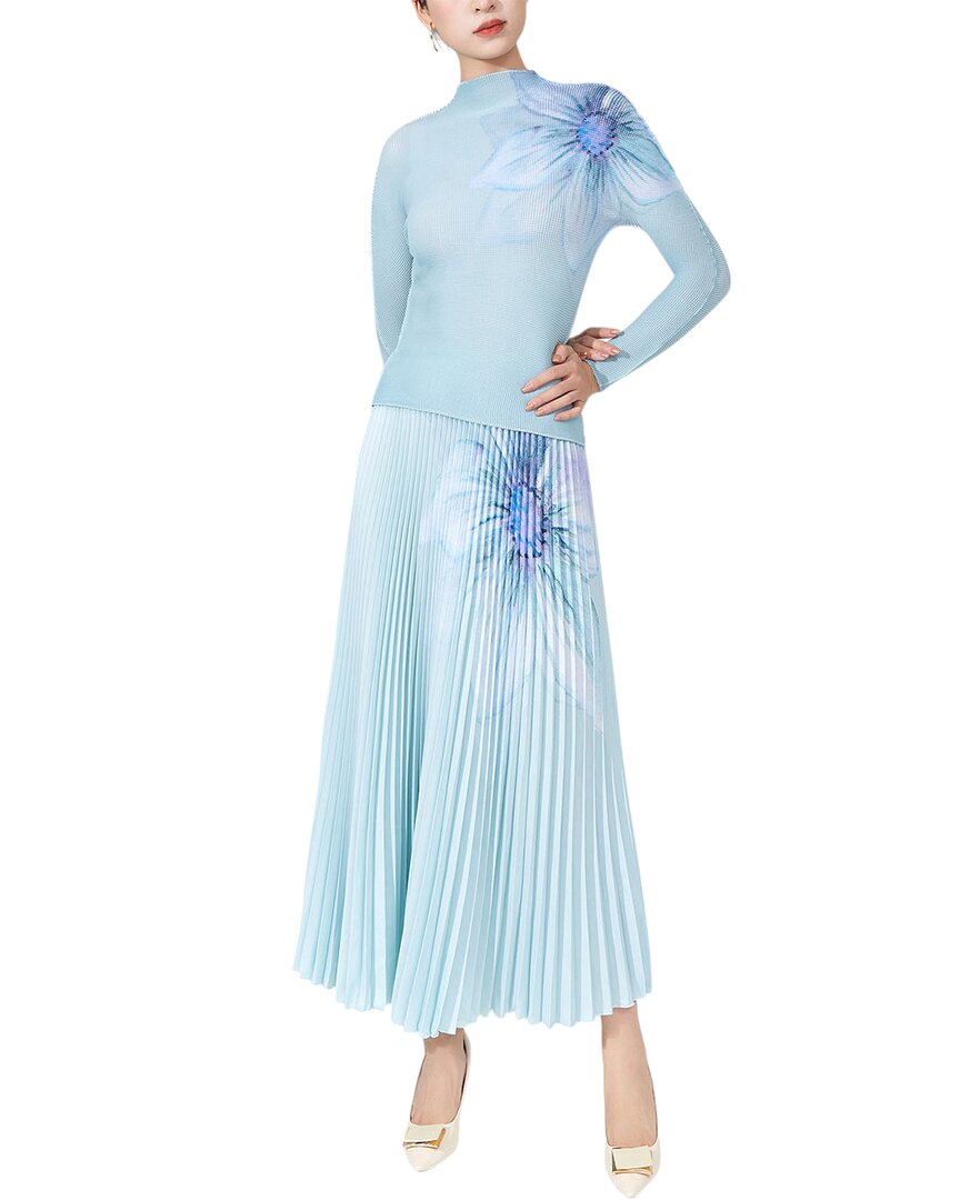 Linda Charm 2pc Blouse & Skirt Set In Blue