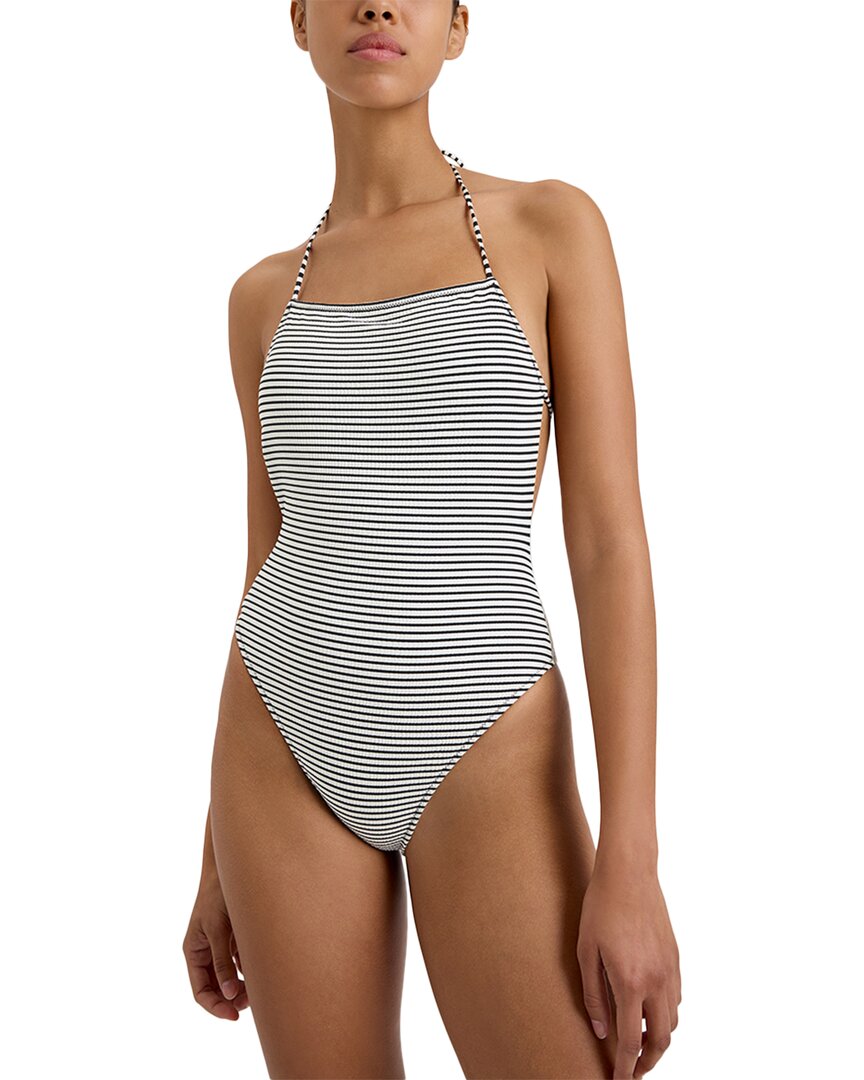 Solid & Striped The Zaria One Piece Swimsuit In Classic Breton Stripe In White