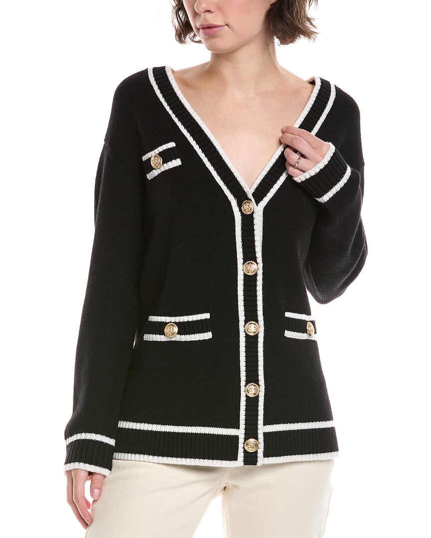 Alice And Olivia Alice + Olivia Bradford Wool-blend Cardigan In Black