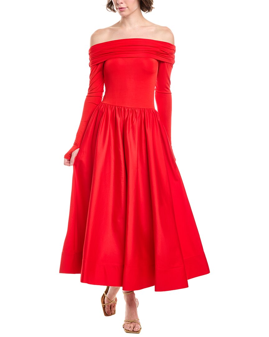Alice And Olivia Chara Midi Dress In Red