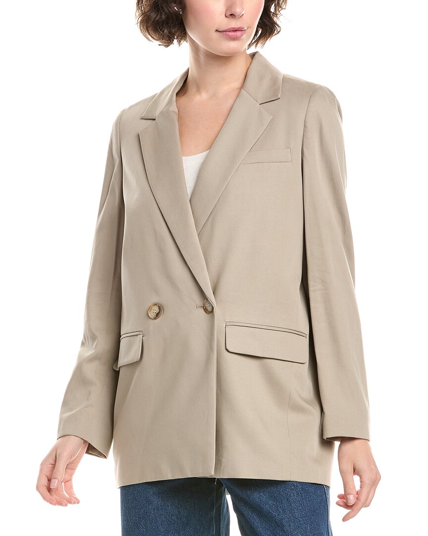 Madewell Caldwell Double-breasted Linen-blend Blazer In Neutral
