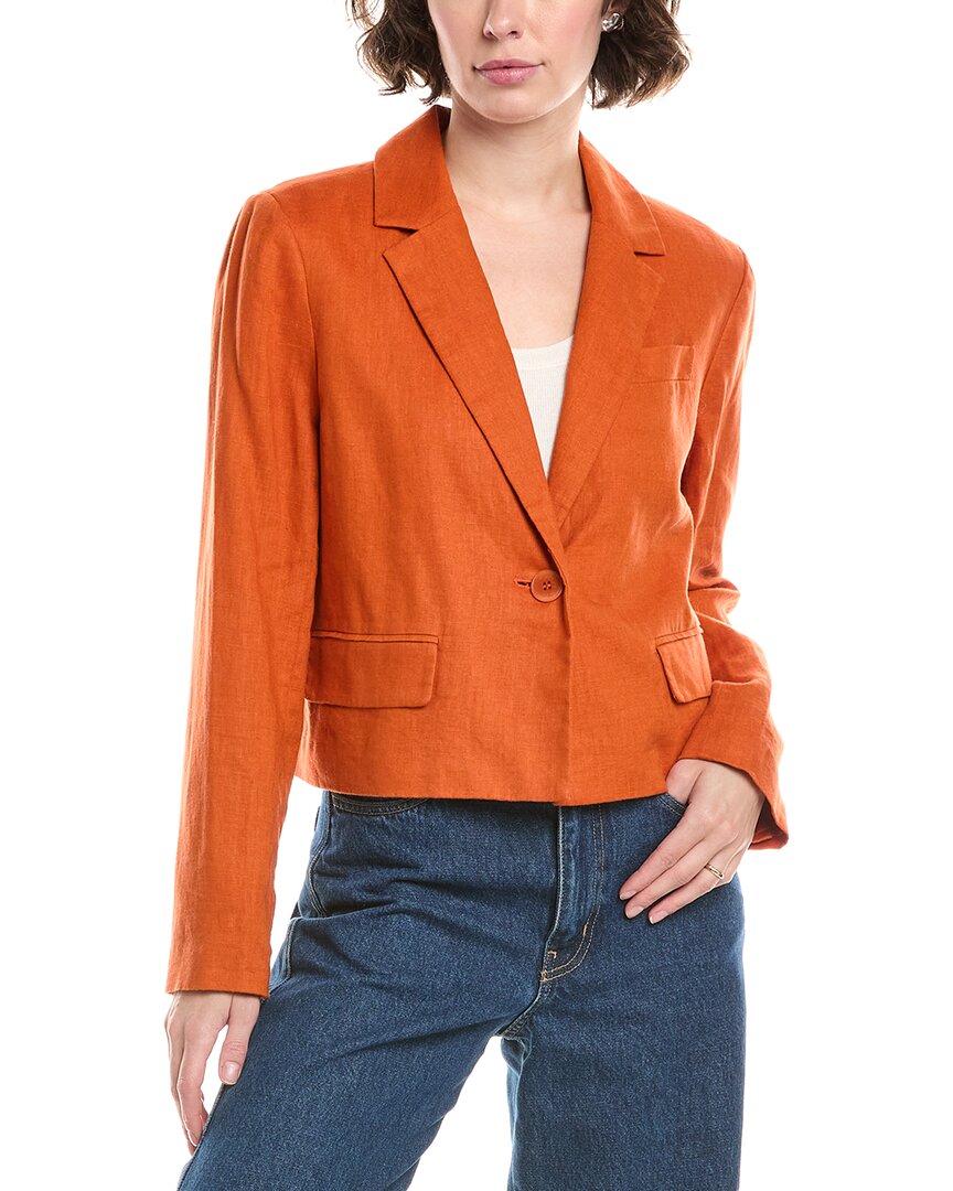 Madewell Cropped Linen Blazer In Orange