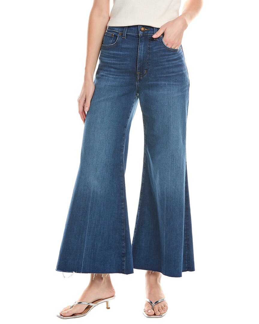 Madewell Pelion Wash Flared Wide Leg Crop Jean In Blue