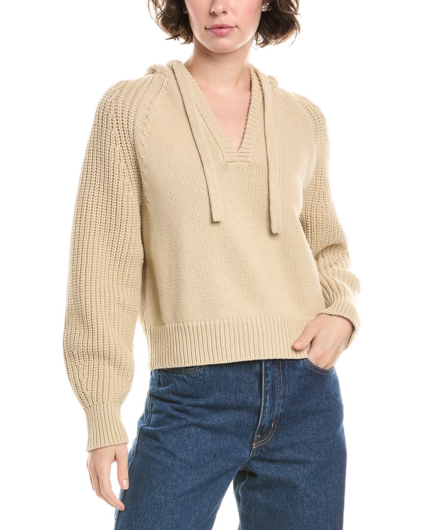 Madewell Open-neck Ribbed Hoodie In Neutral