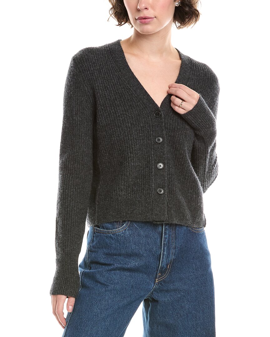 Madewell Softwool Shrunken V-neck Cardigan In Gray