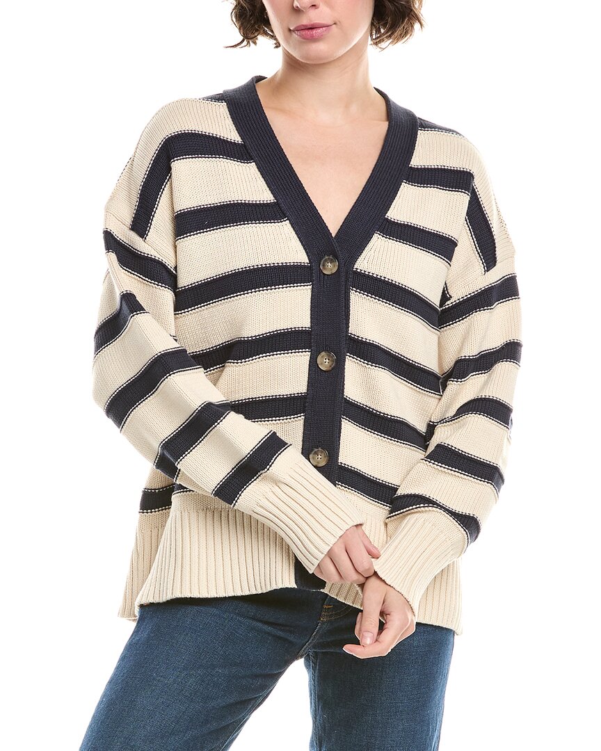 Madewell Stripe Oversize Cotton Cardigan In White