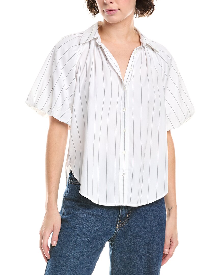 Madewell Shirred Bubble Sleeve Button-up Shirt In White