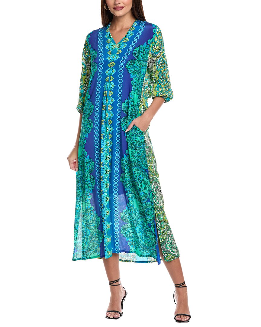 Johnny Was Kahinu Silk Maxi Dress In Green