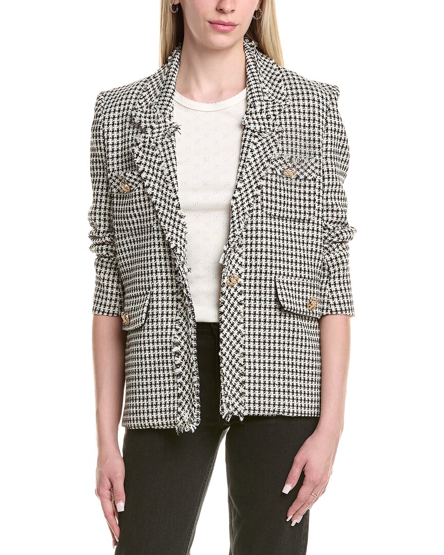 Lea & Viola Tweed Blazer In Gray