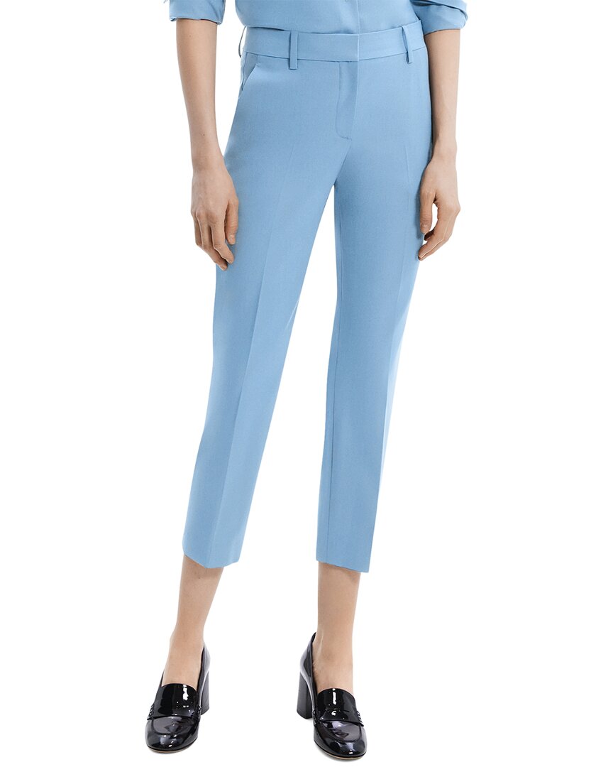 Theory Treeca Wool-blend Suiting Pant In Blue