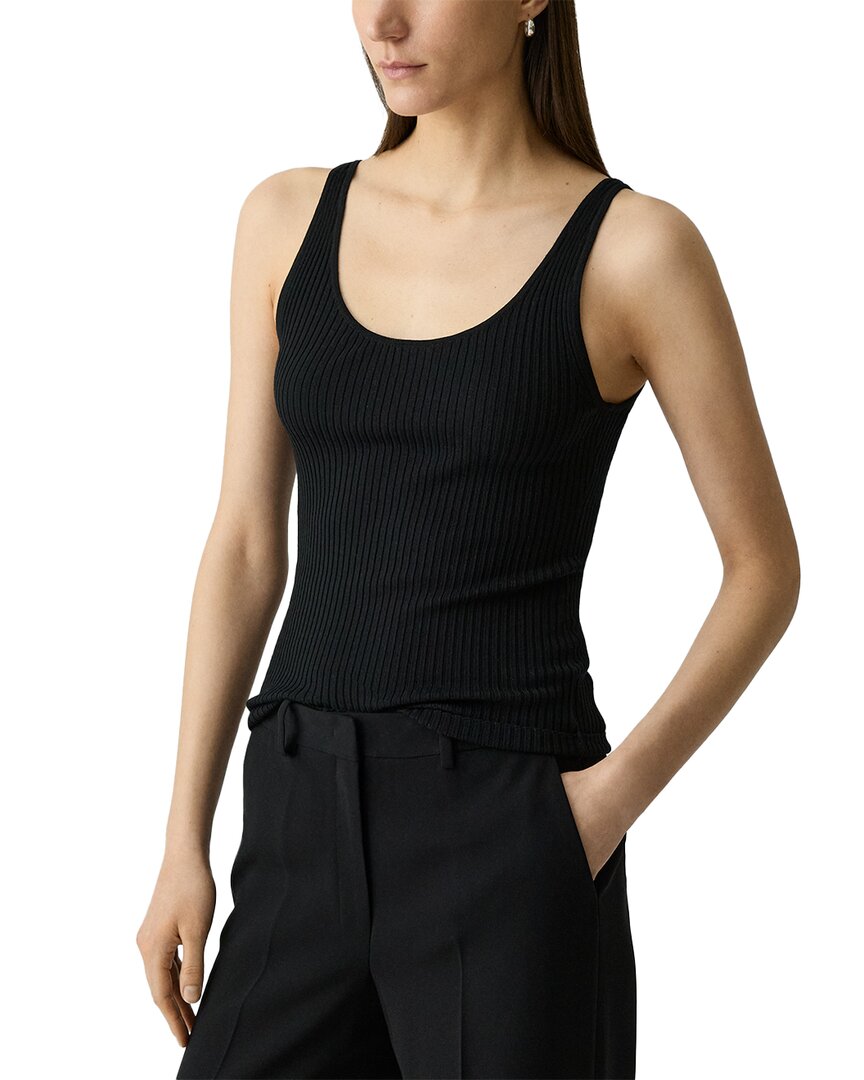 Theory Womens Ribbed Sleeveless Tank Top In Black