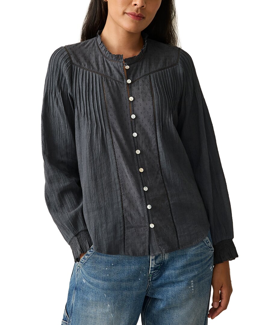 Faherty Lily Organic Cotton Button-up Shirt In Gray