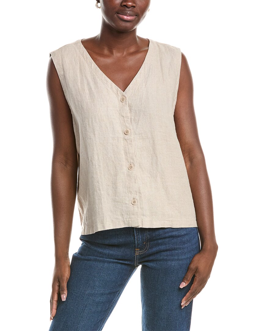 Eileen Fisher Plus Linen Vest In Neutral