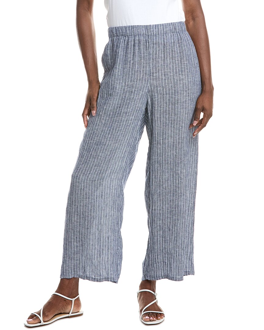 Eileen Fisher Plus Ankle Wide Linen Pant In Blue