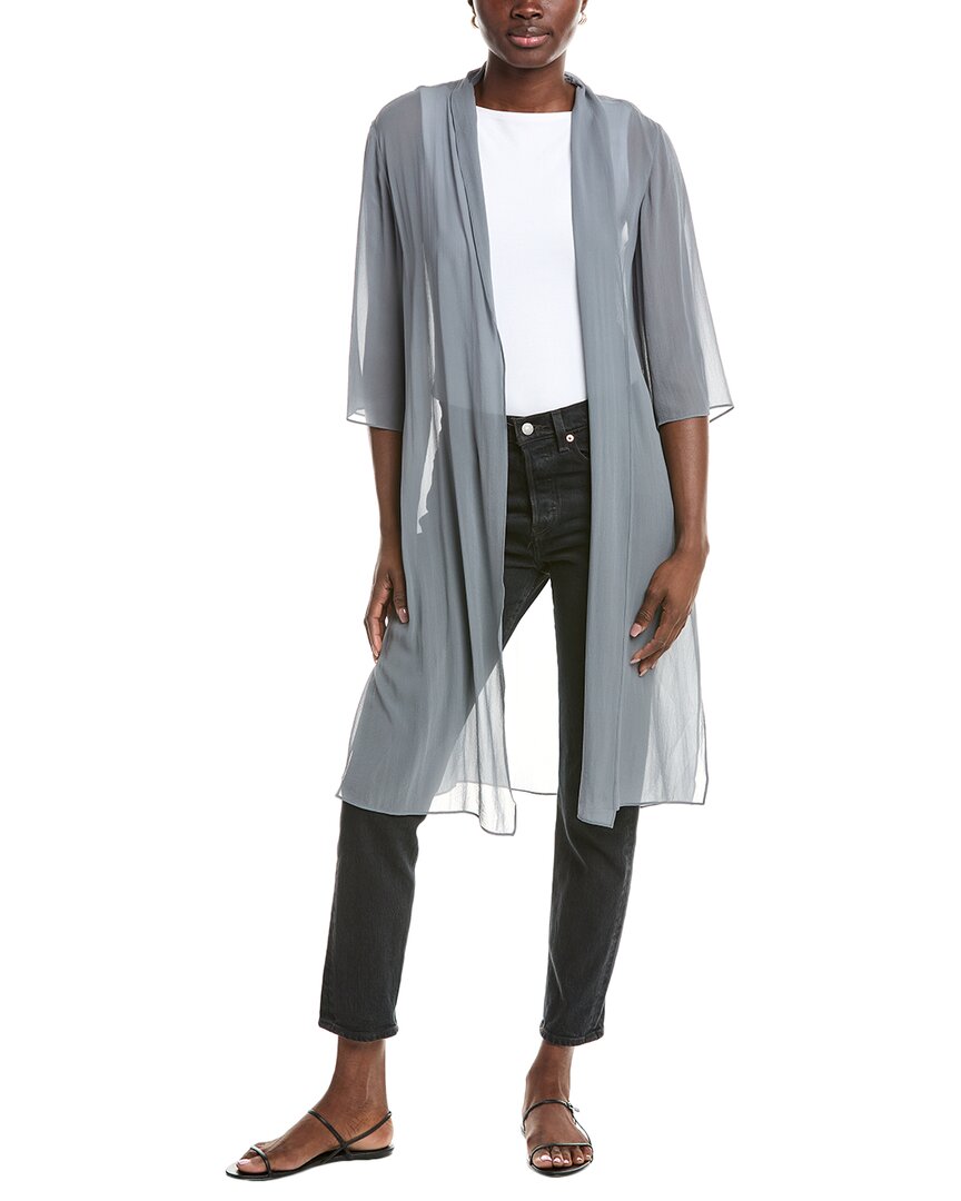 Eileen Fisher High Collar Jacket In Gray