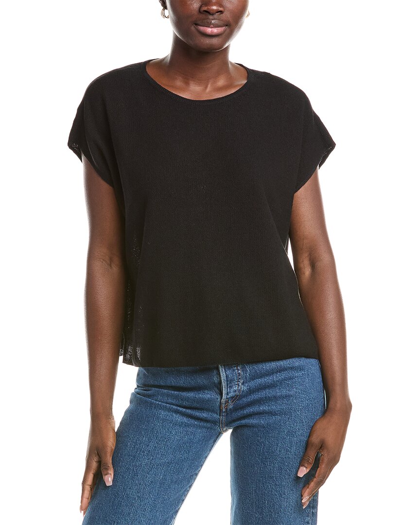 Eileen Fisher Linen-blend Top In Black