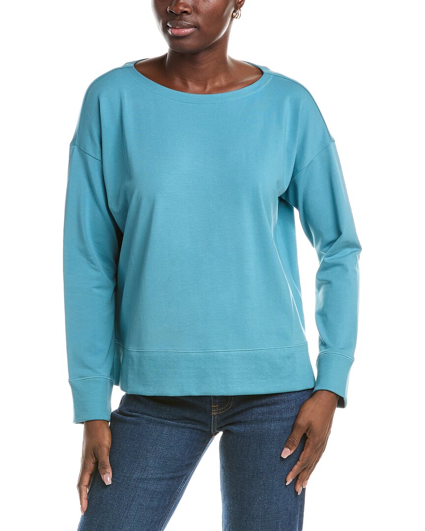 Eileen Fisher Bateau Neck Top In Blue