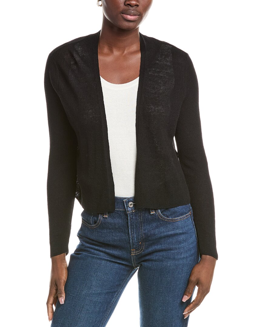 Eileen Fisher Linen-blend Cardigan In Black