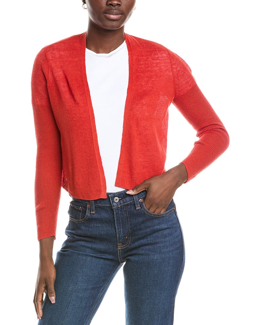 Eileen Fisher Petite Linen-blend Cardigan In Red