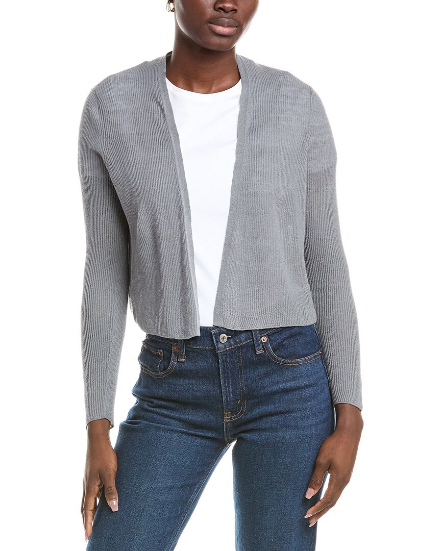 Eileen Fisher Petite Linen-blend Cardigan In Gray