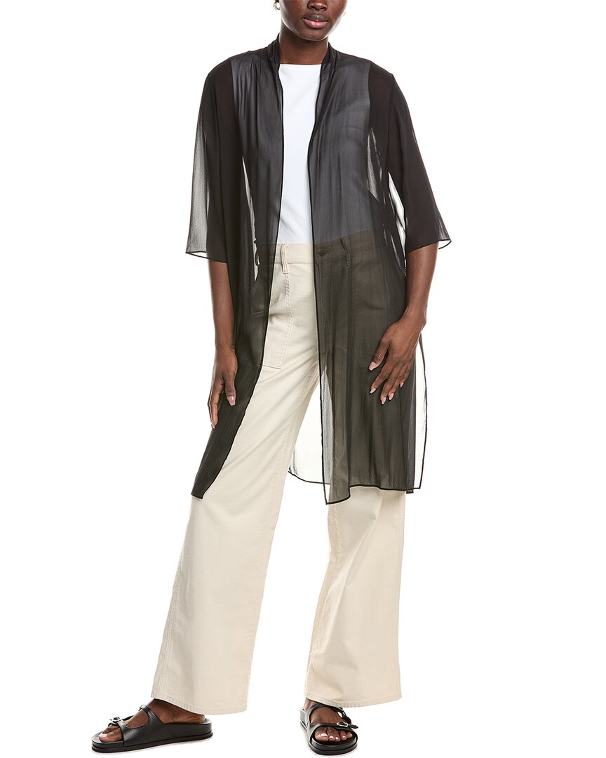 Eileen Fisher Petite Silk Jacket In Black