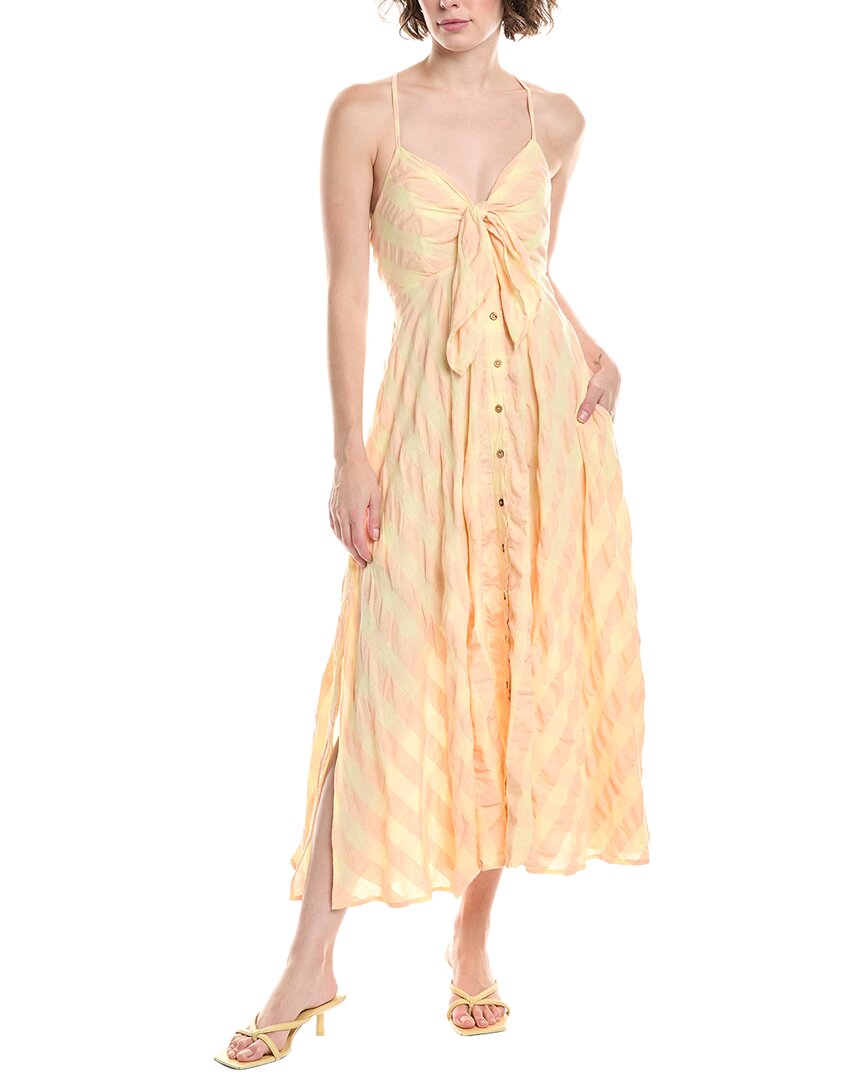 Free People Via Gingham Cotton Seersucker Sundress In Yellow