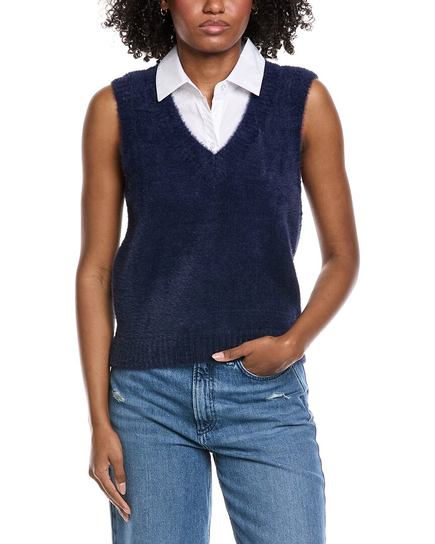 Laundry By Shelli Segal Layered Look Sweater Vest In Blue