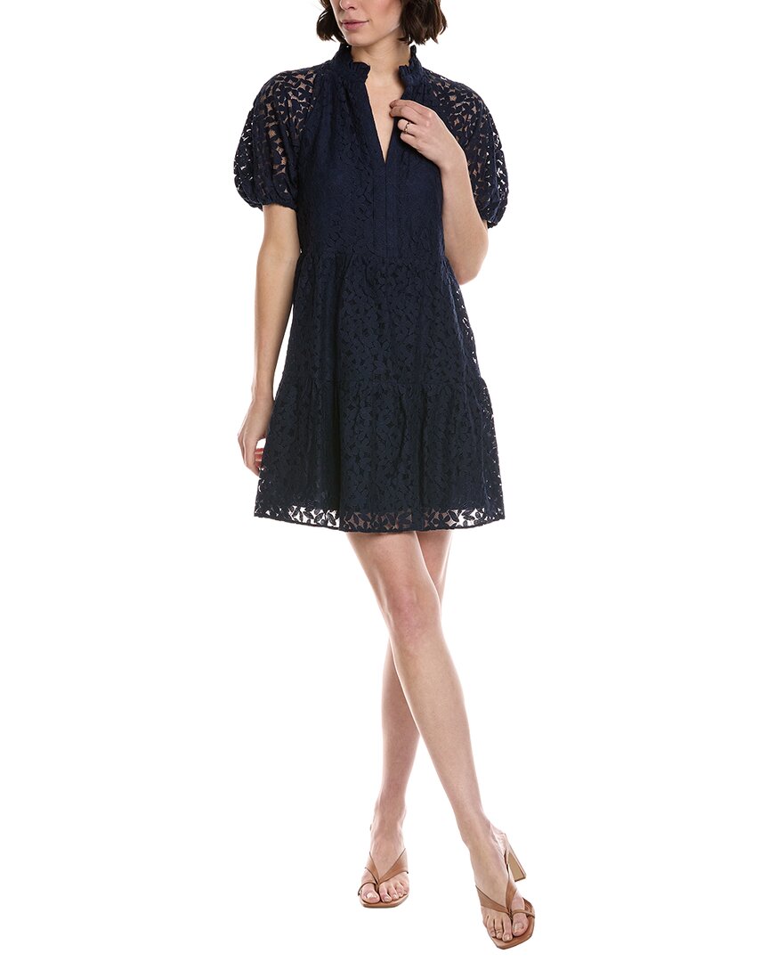 Cece V-neck Tiered Babydoll Dress In Blue