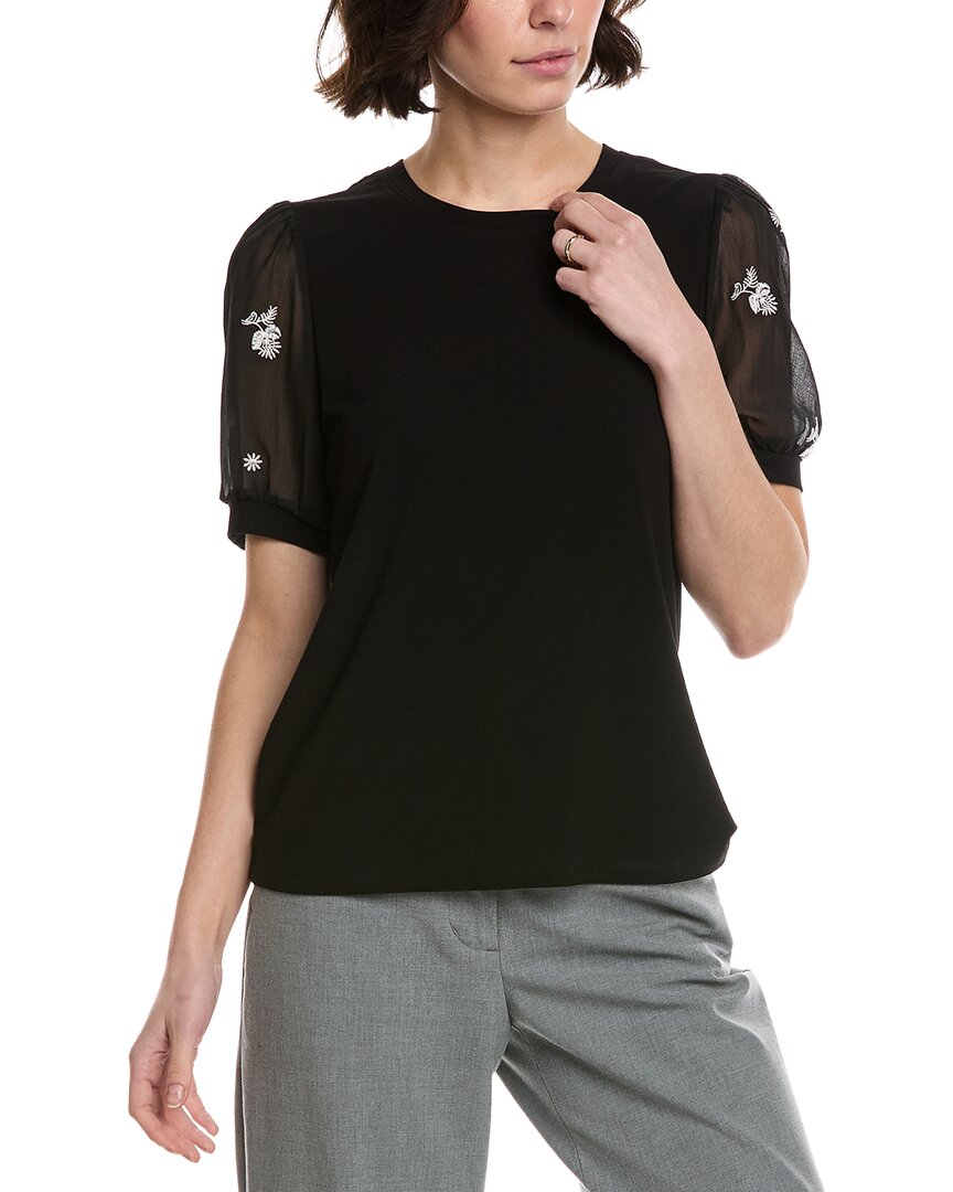 Cece Combo Sleeve Top In Black