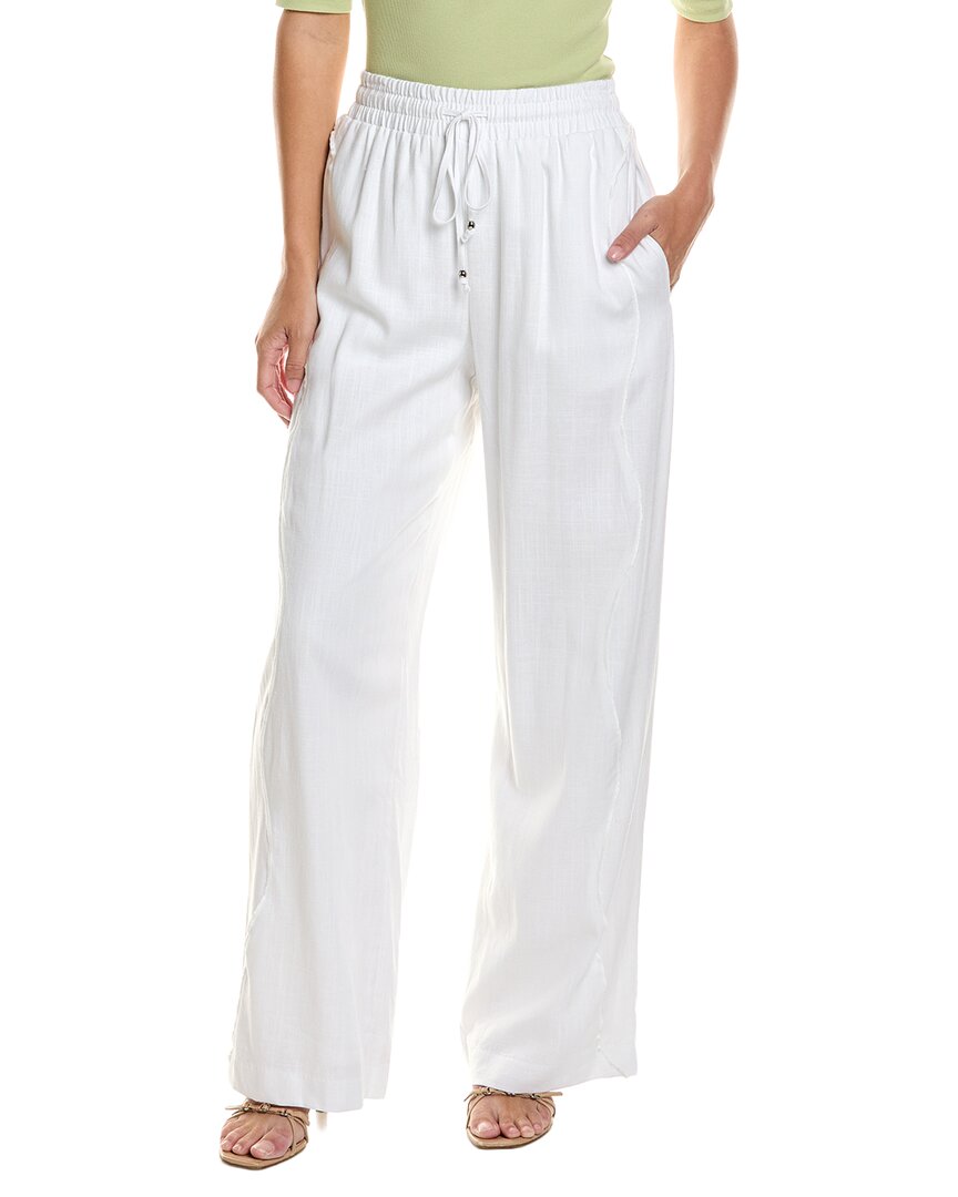 Cece Wavy Tapered Linen-blend Pant In White