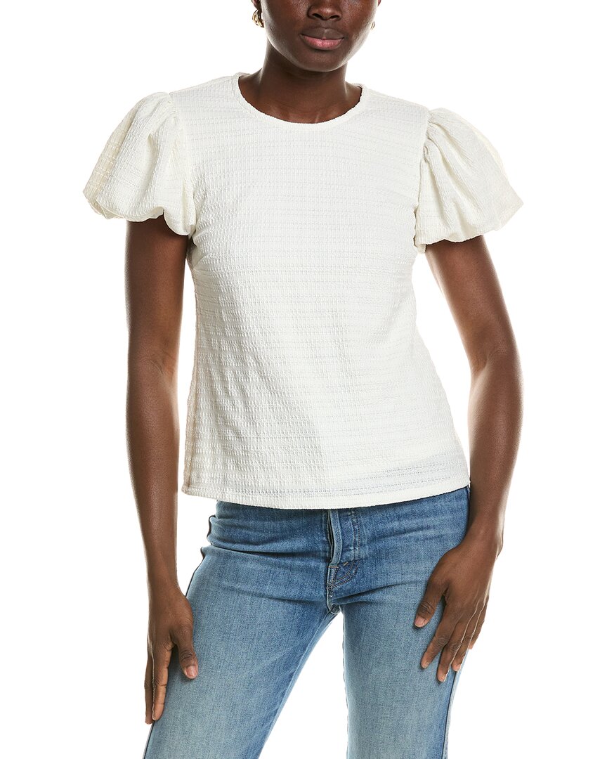 Cece Texture Knit Bubble Sleeve Top In Ivory
