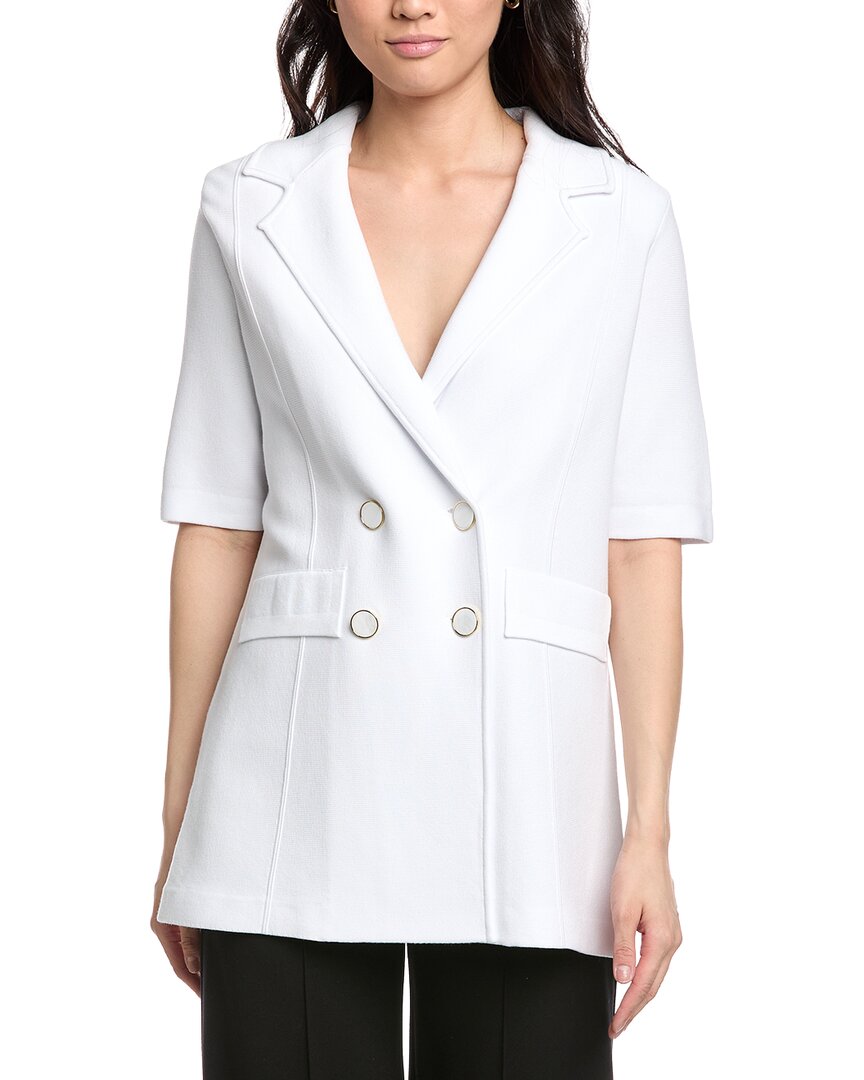 St John St. John Double-breasted Knit Blazer In White