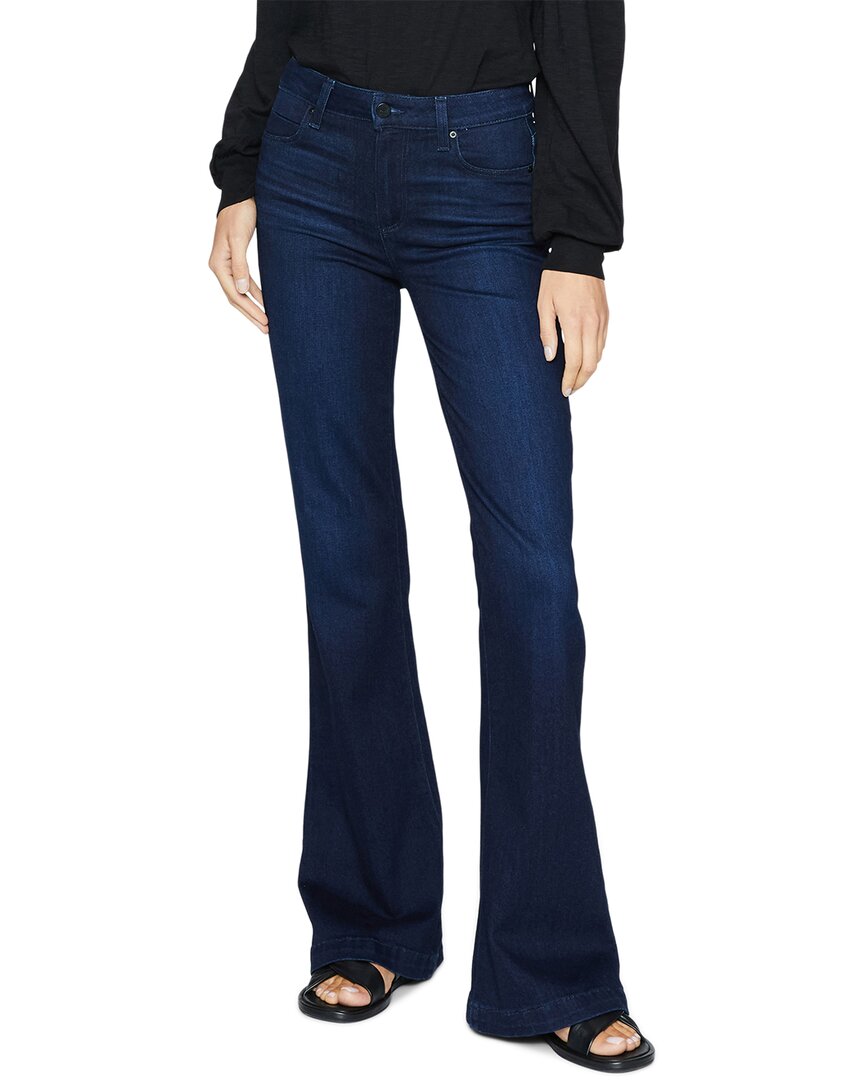 Paige Genevieve Transcend Dark Blue Flared Jeans In Blue