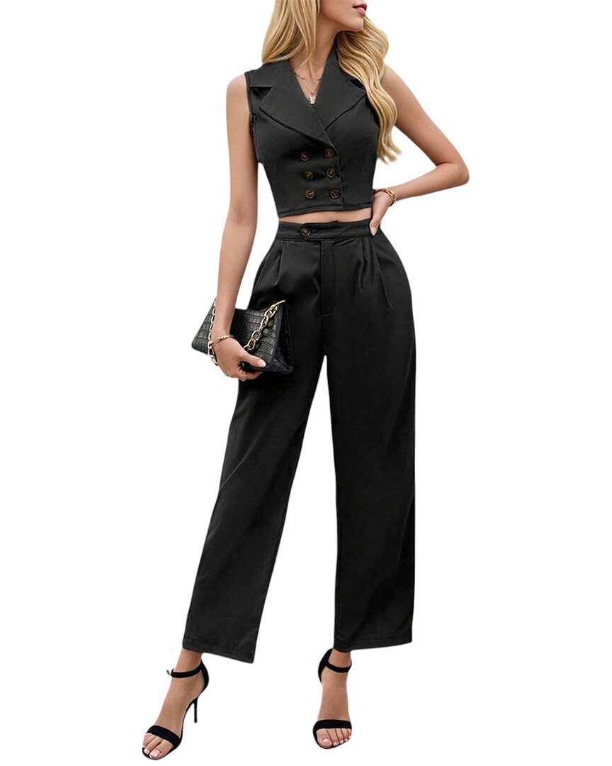 Orniya 2pc Vest & Pant Set In Black