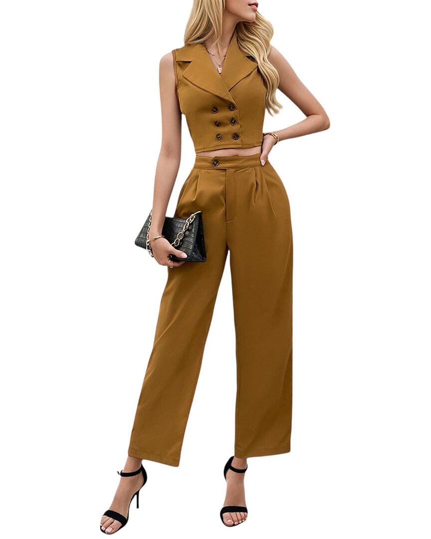 Orniya 2pc Vest & Pant Set In Brown