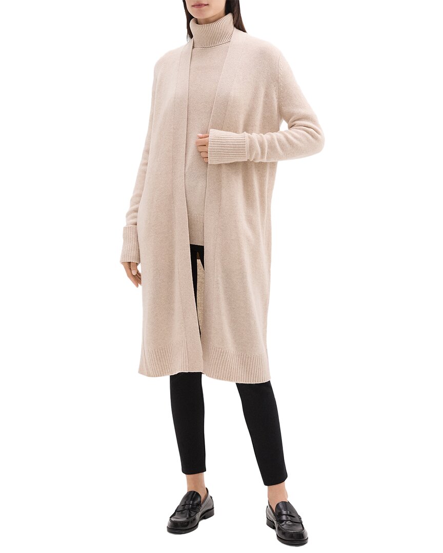 Theory Long Wool & Cashmere-blend Sweater Cardigan In Neutral