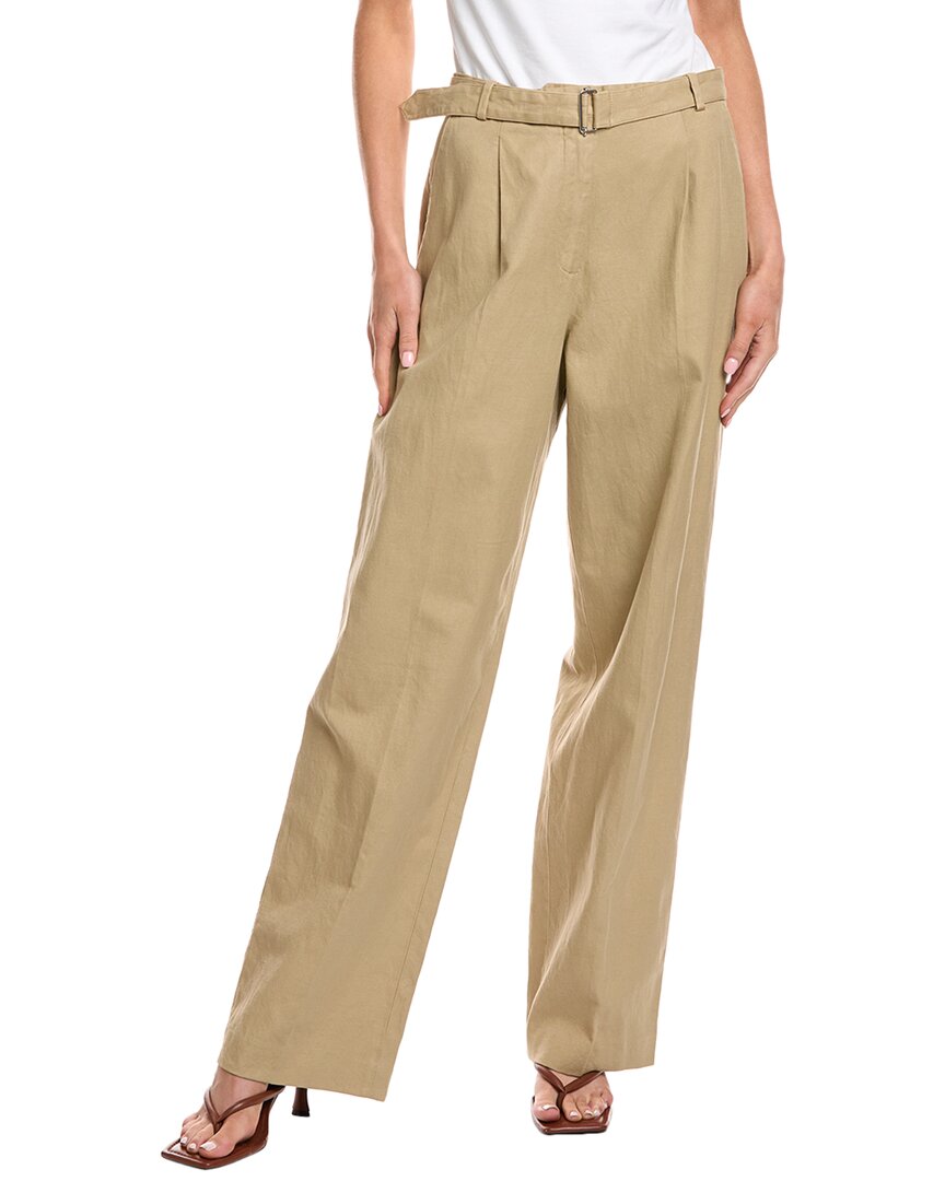 Officine Generale Sophia Denim Linen-blend Pant In Brown